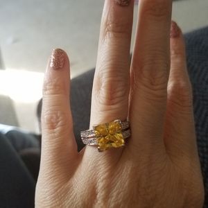 Yellow CZ diamond ring
